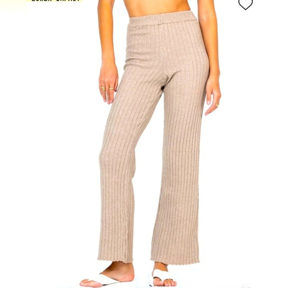 Princess Polly recycled fibers KAOMI ribbed knit pants beige 6 NWT
